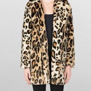 Apparis Leopard Print Faux Fur Coat